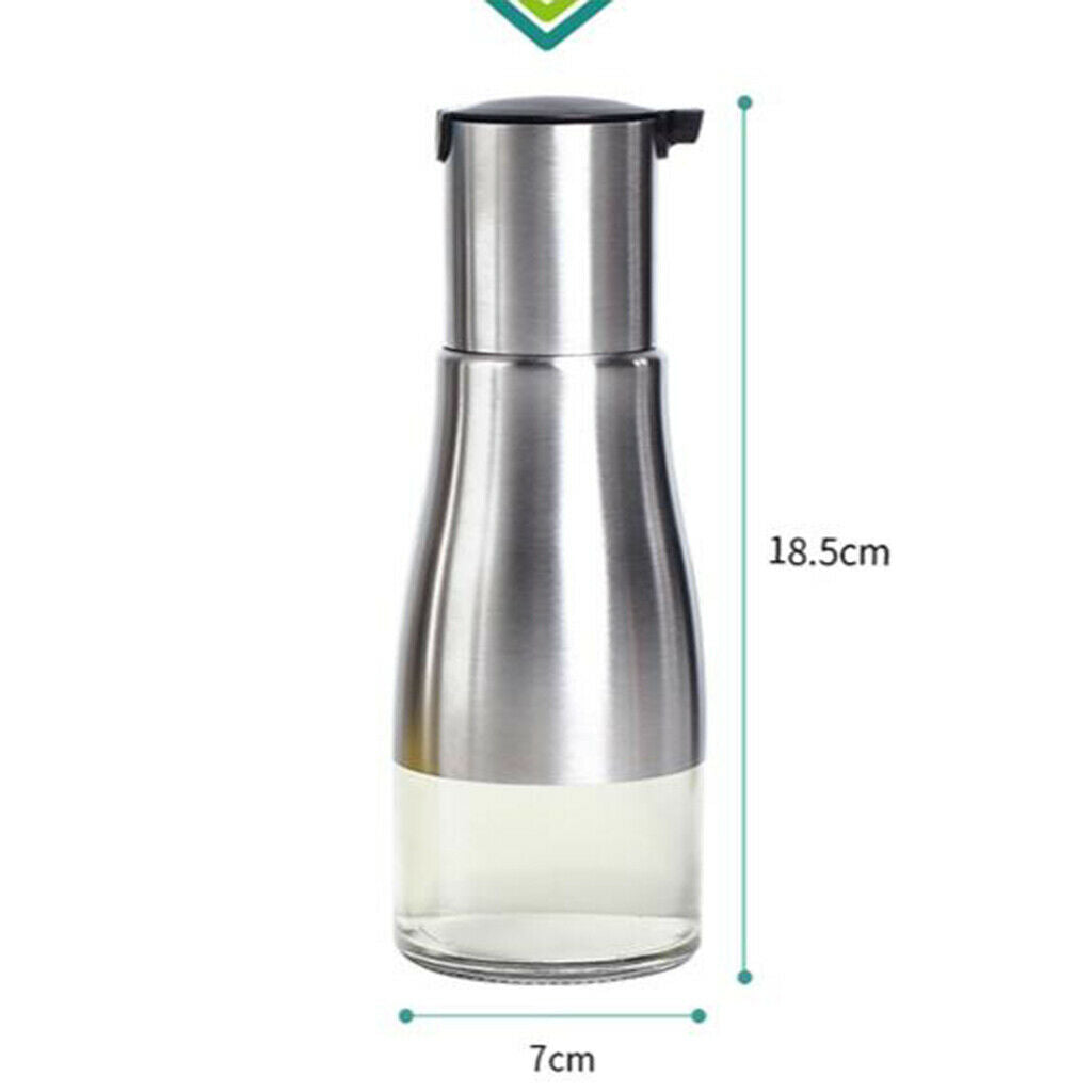 Stainless Steel Olive Oil Bottle - 320ml   Cruet with Pourers Black