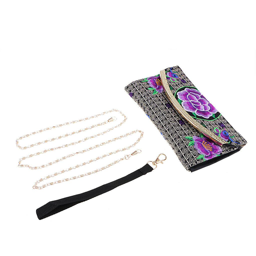 Embroidery Travel Shoulder Bag Double Faced Flower Handmade Women Bags A Purple