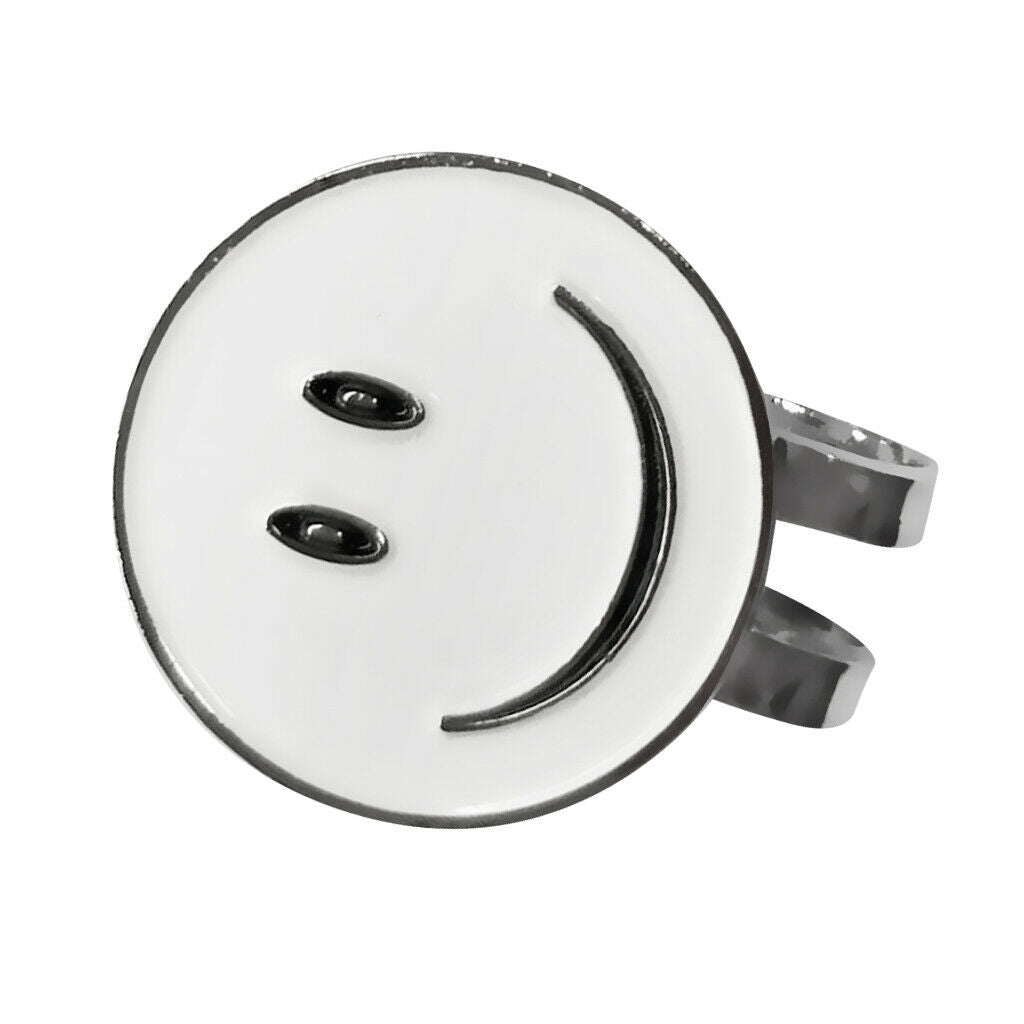 Mini Magnetic Hat Clip with  Face Golf Ball Marker Golfer Gift White