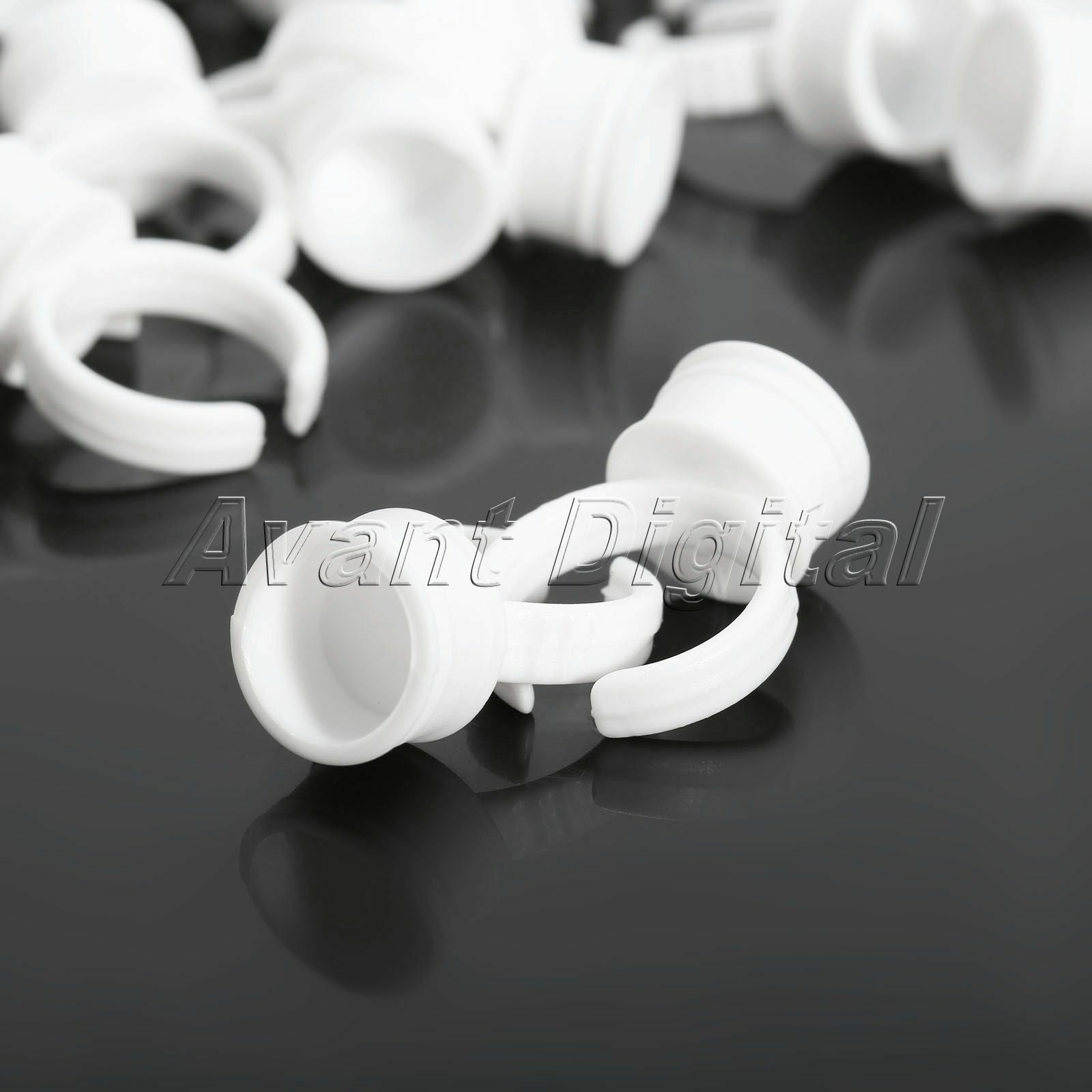 White Plastic Tattoo Permanent Makeup Eyelash Eyebrow Ink Cup Cap Finger Ring