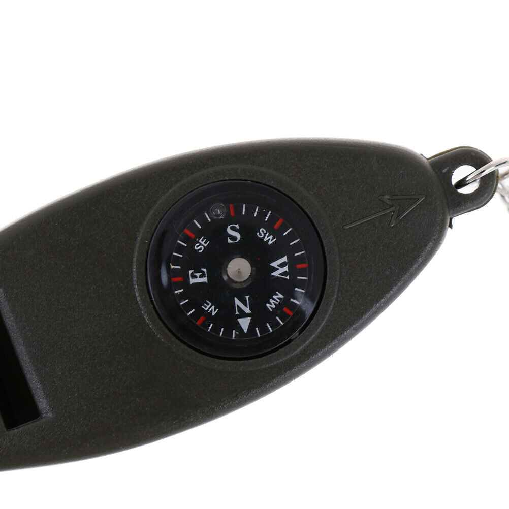 4 In 1 Outdoor Survival Whistle Compass Magnifying Thermometer & Keychain.l8
