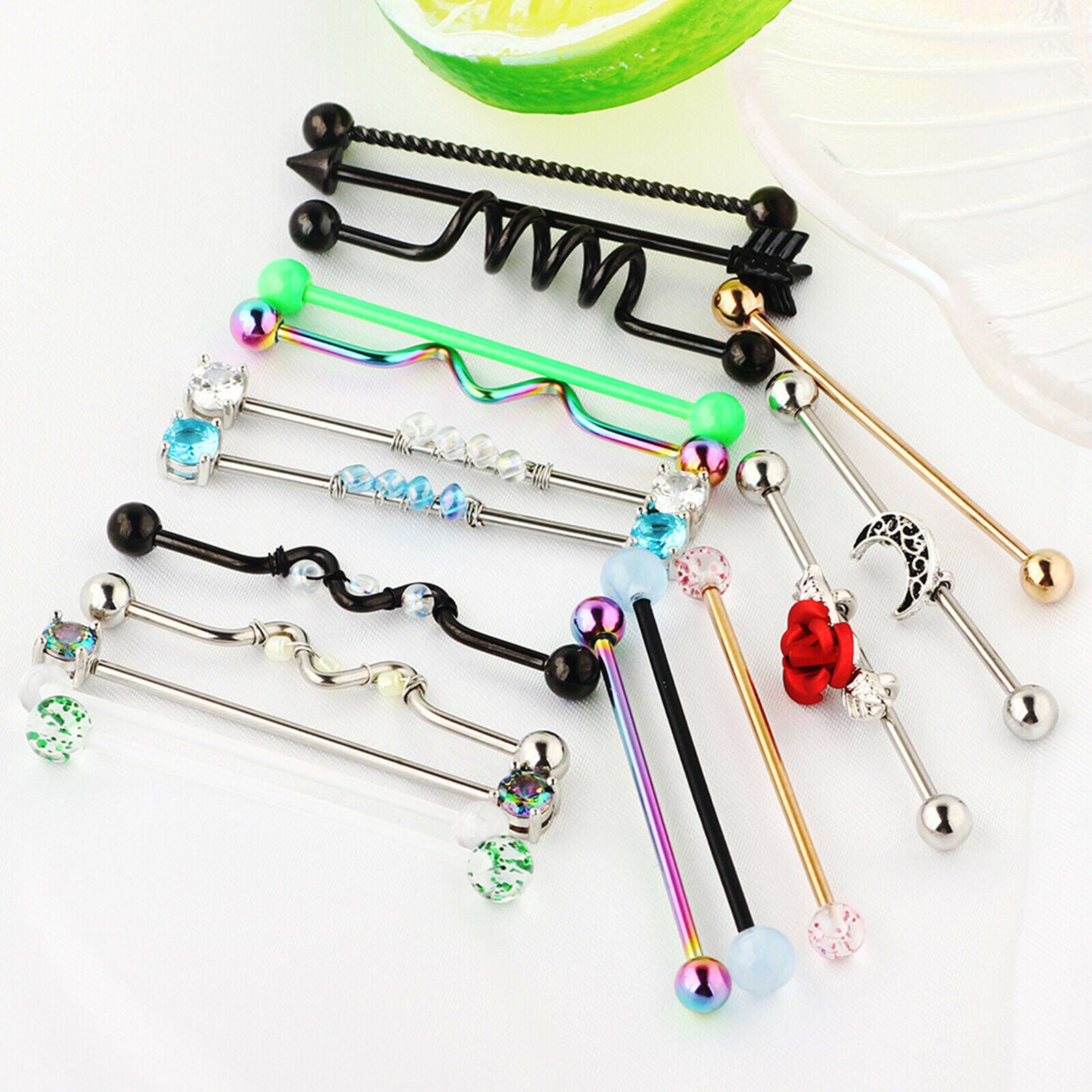 18Pcs Industrial Barbell Earring Piercing Bar Body Piercing Safe Enough