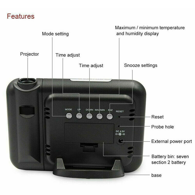 Digital Snooze Alarm Clock LCD Display Temperature Weather Project LED Backlight