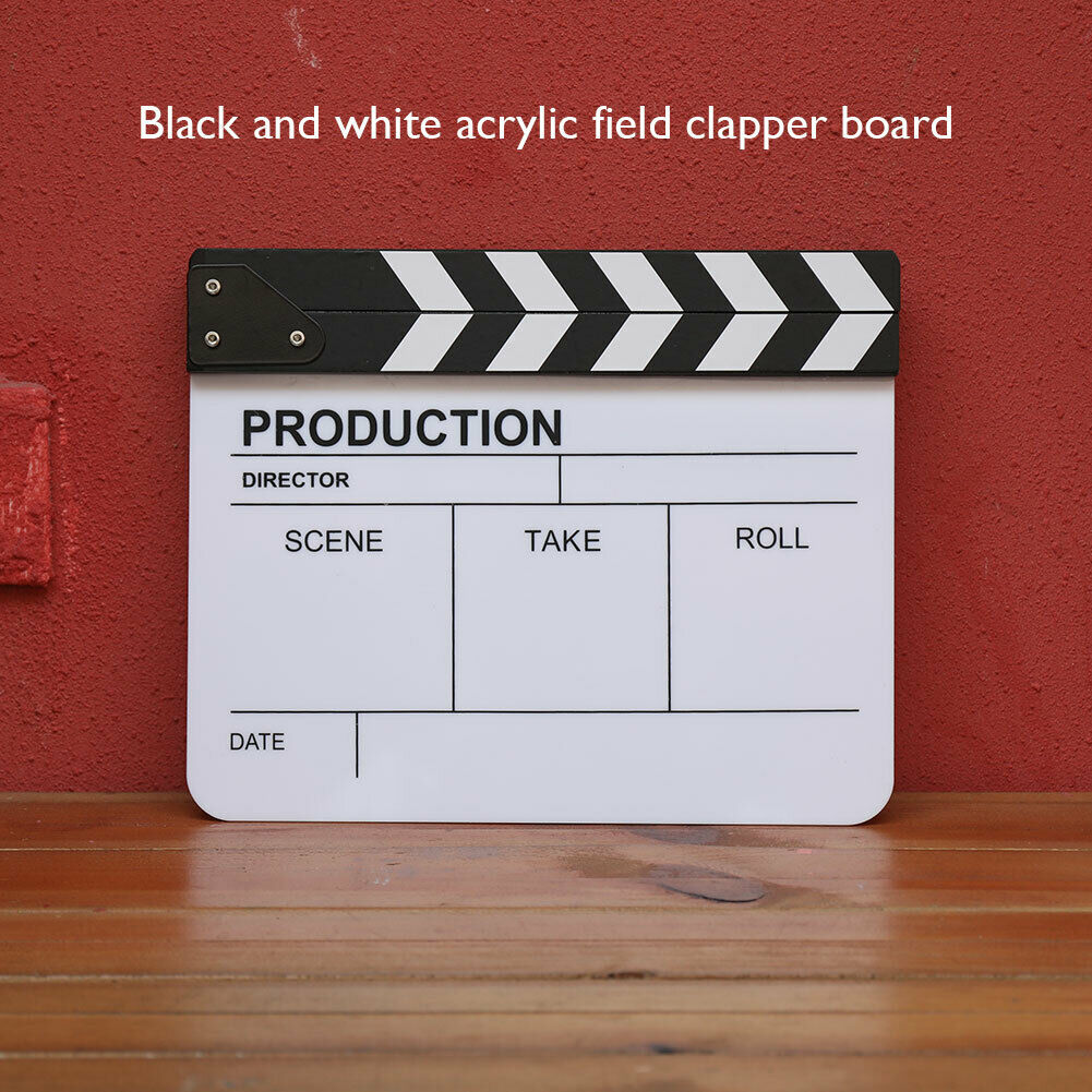 Movie Clap Board Film Slate Clapper 11.8x9.84" Board with Eraser+Pen Black White
