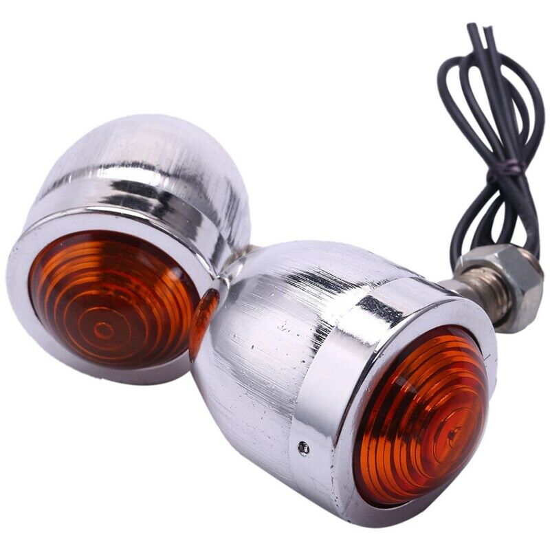 1 Pair Motorcycle Turn Signal Indicator Light Amber Motorbike Blinker HeadlighI7