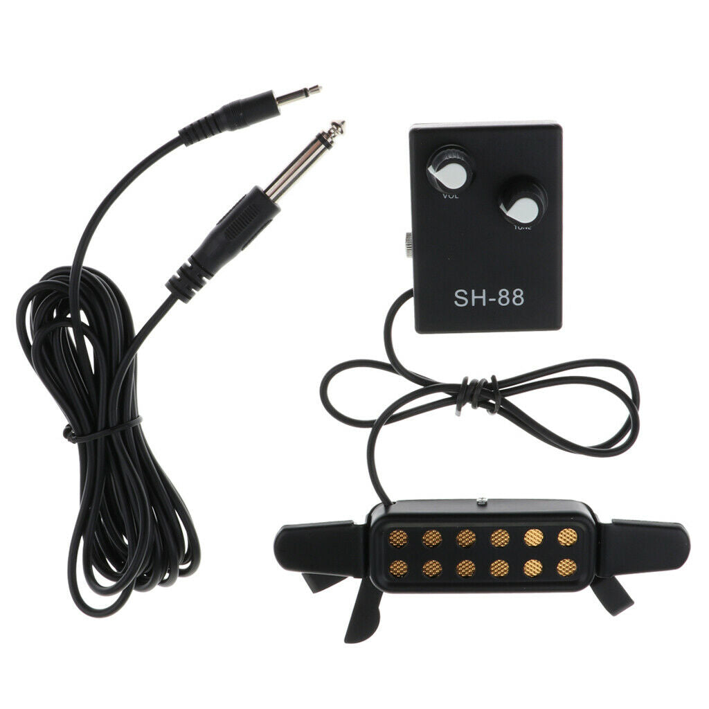 Acoustic Guitar Pickup Clip On Soundhole Transducer with Tone Volume Control