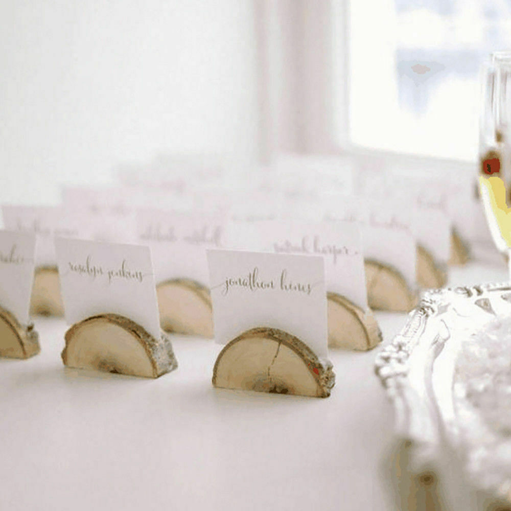 10x Wooden Table Numbers Holder Place Card Stand Rustic Wedding Decoration