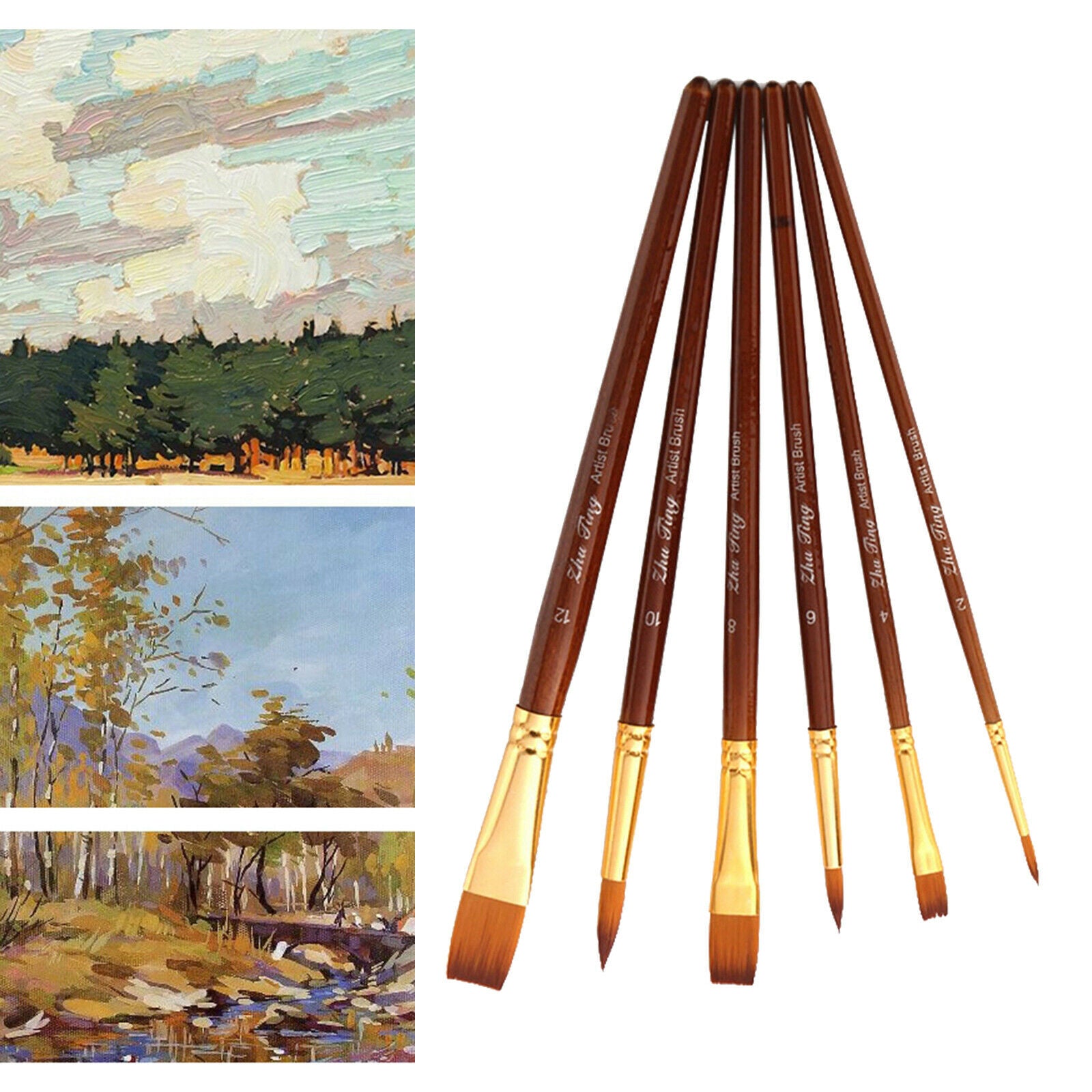 6x Artist Paint Brushes Set DIY Acrylic Oil Watercolor Painting Brushes Tool