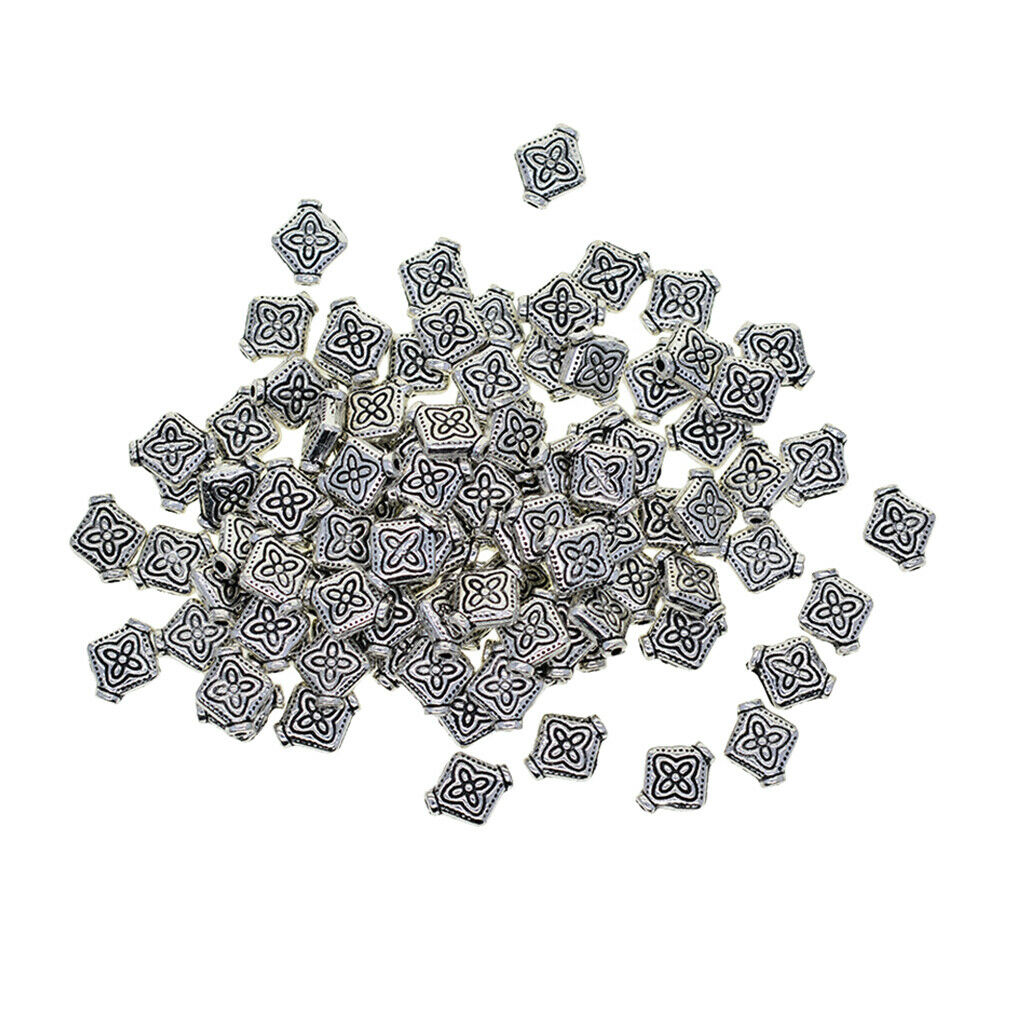 100 Pieces Metal Flower Craved Beads Loose for Jewelry Findings Crafts