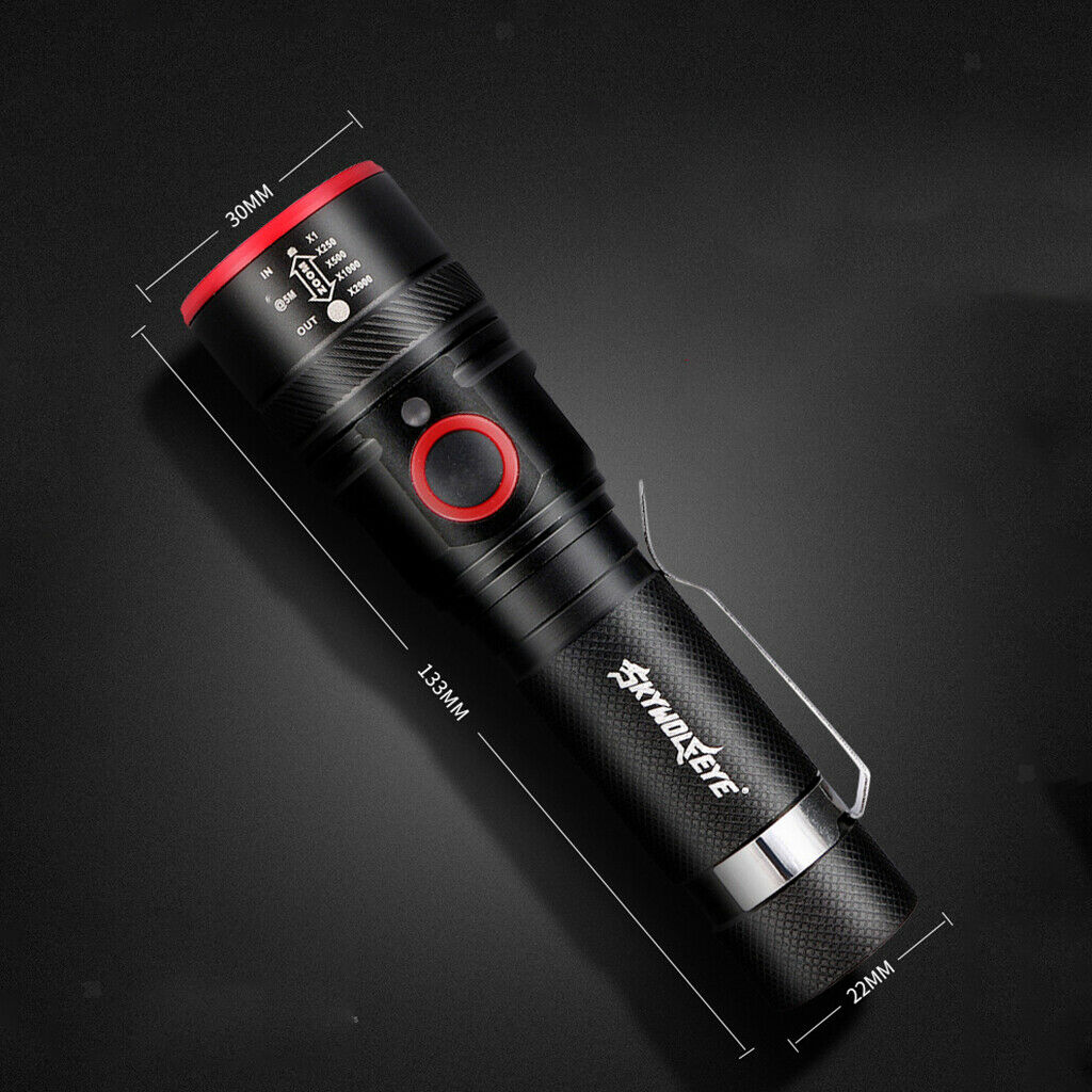 500LM Zoom T6 LED Flashlight USB Rechargeable Adjustable Focus Torch 3 Modes