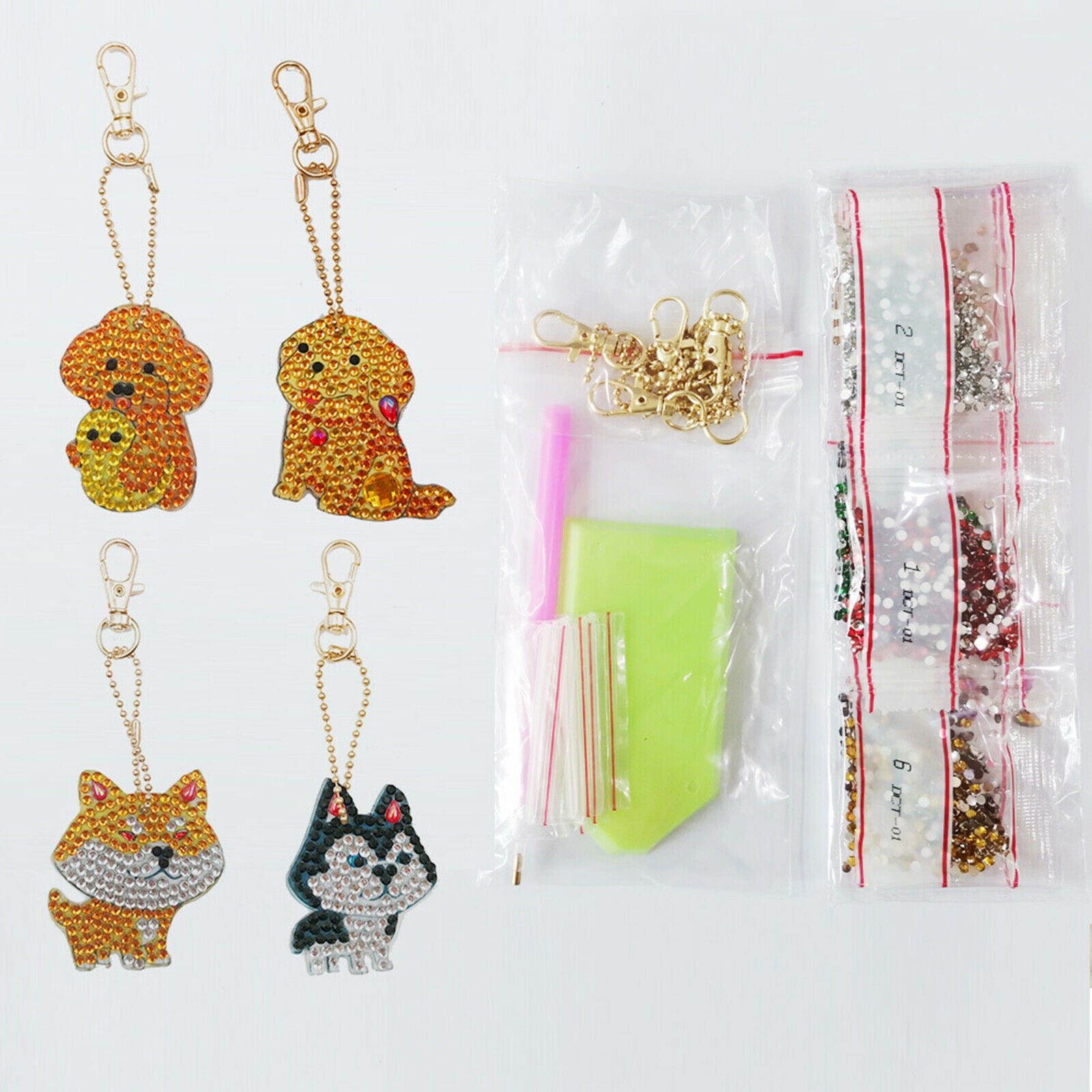 4Pcs Diamond Painting Keychain for DIY Key Chain for Wallet Bag Phone Decor