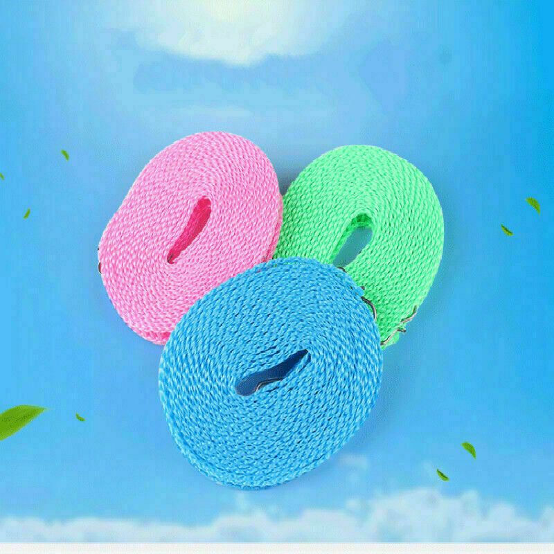 2xClotheslines Hanging Rope Windbreak Non-slip Clothes Dryer Portable Trip NR9
