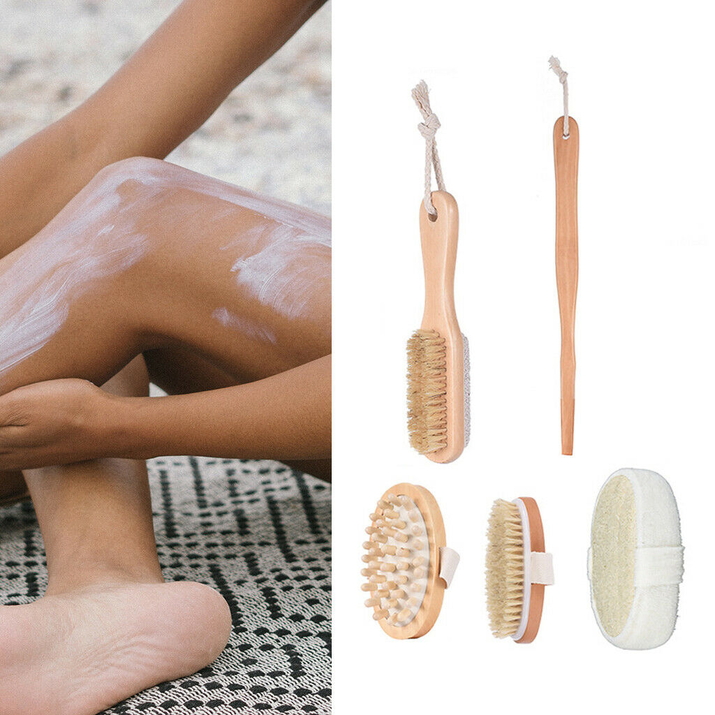 Bath Shower Brush Boar Bristle Spa Brush Promote Blood Circulation New