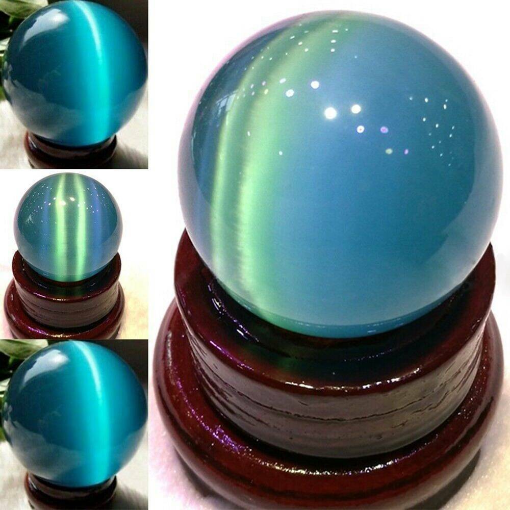 20mm Blue Cat's-eye Opal Natural Quartz Crystal Healing Stone Ball Sphere Hot!