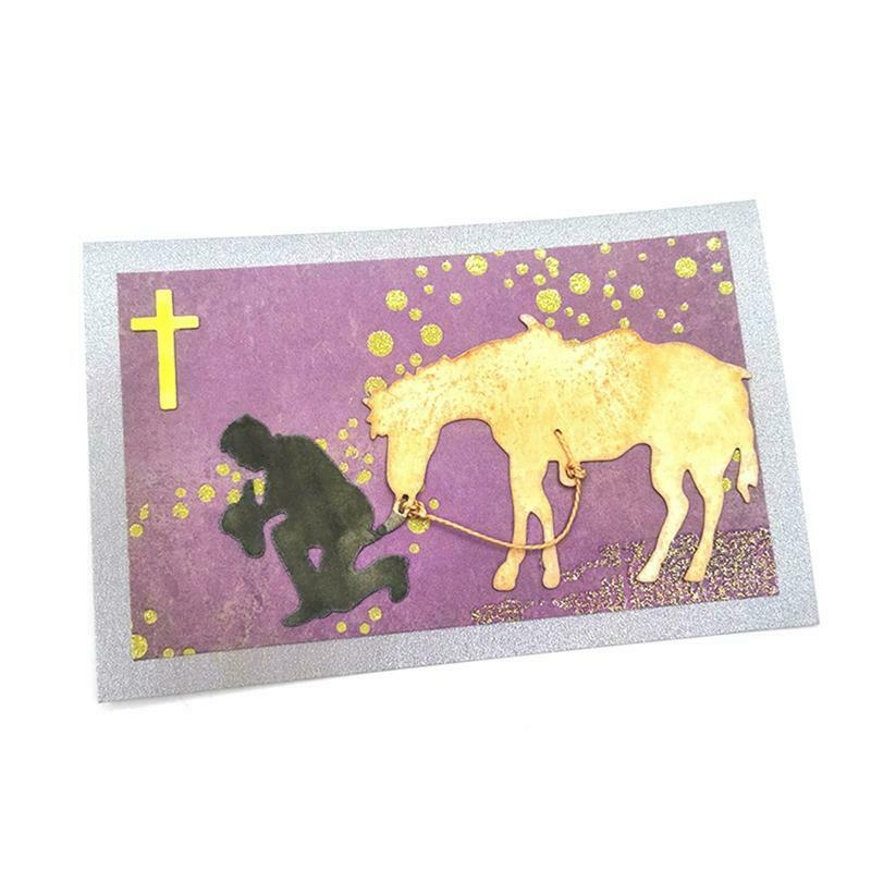 Horse Man Cutting Dies Embossing Stencil Template for Scrapbooking Making Card