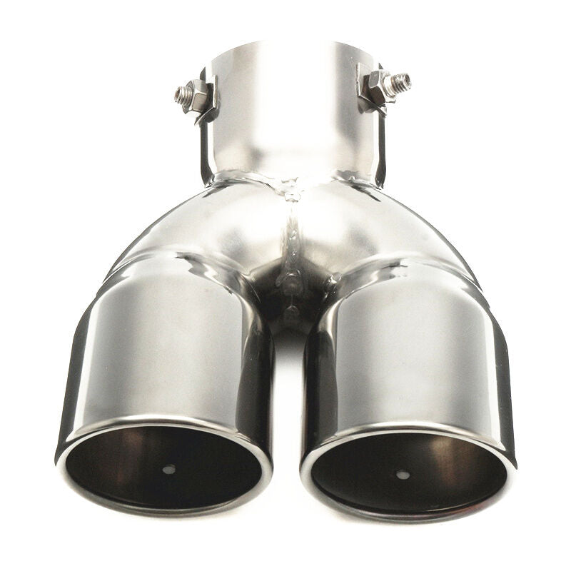 76mm 3" Universal Chrome Stainless Car Rear Double Exhaust Pipe Tail Muffler Tip