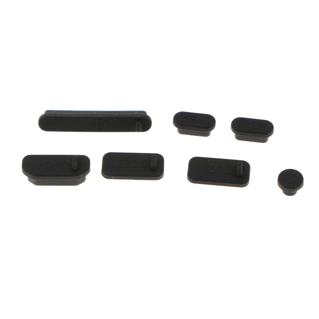 8x 7Pcs USB HDMI Audio Port Dustproof Plug Cover Stopper for  PC black