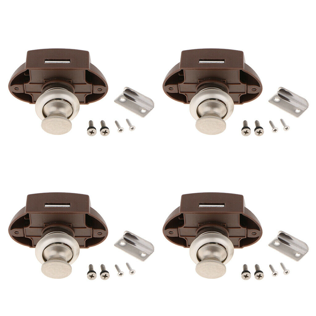 4x Push Button Catch Cupboard Door Knob Latch Lock for RV Camper Motor Home