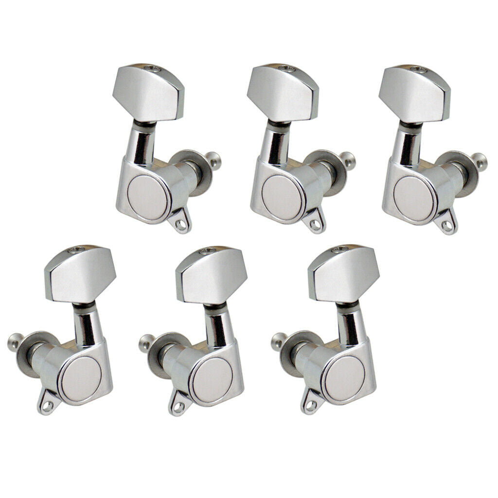 6 Pcs Chrome Sealed Guitar String Tuning Pegs Keys - 3 Left 3 Right - Guitar