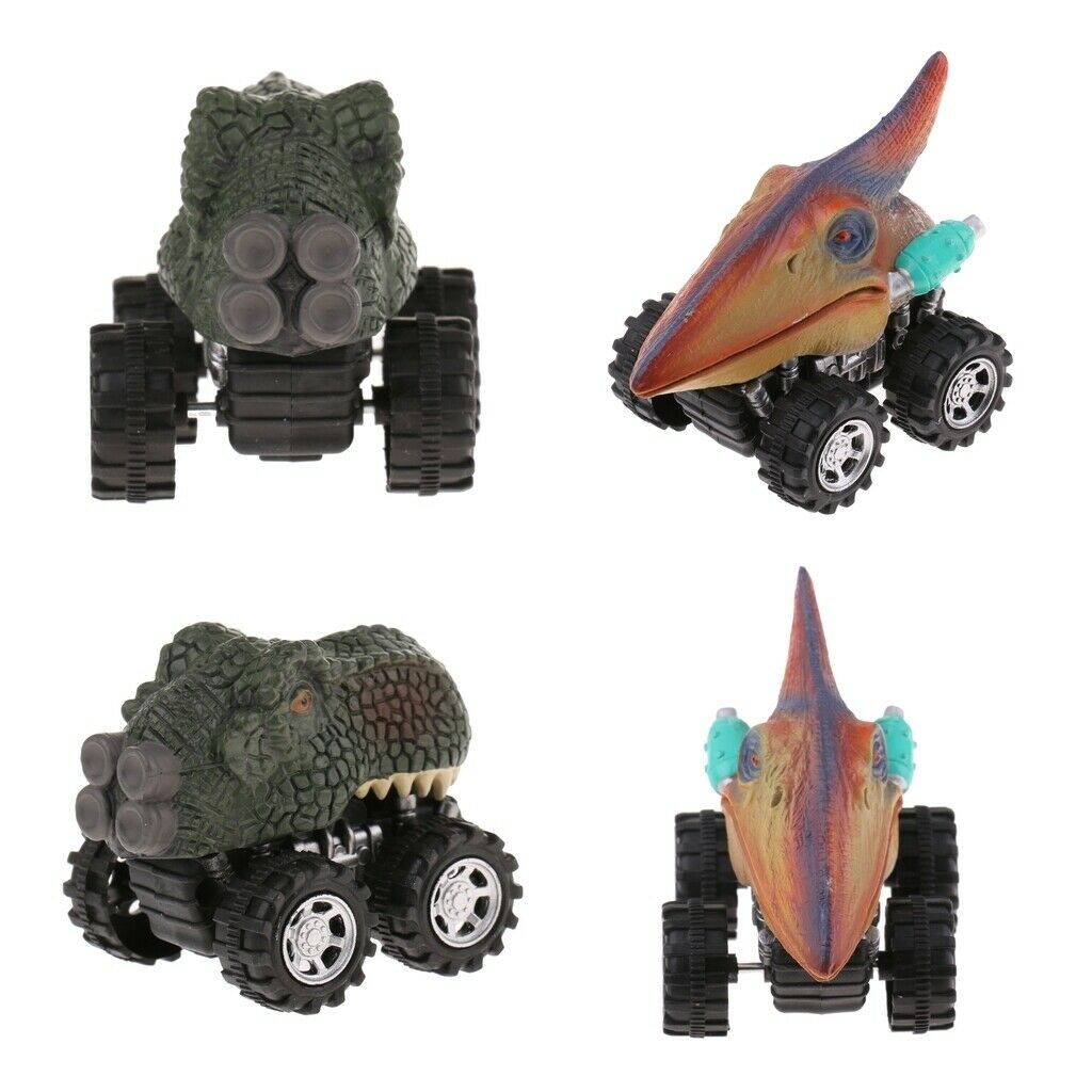 2x Dinosaurs Animal Figures Pull Back Cars Jurassic Toys Kids Birthday Gifts
