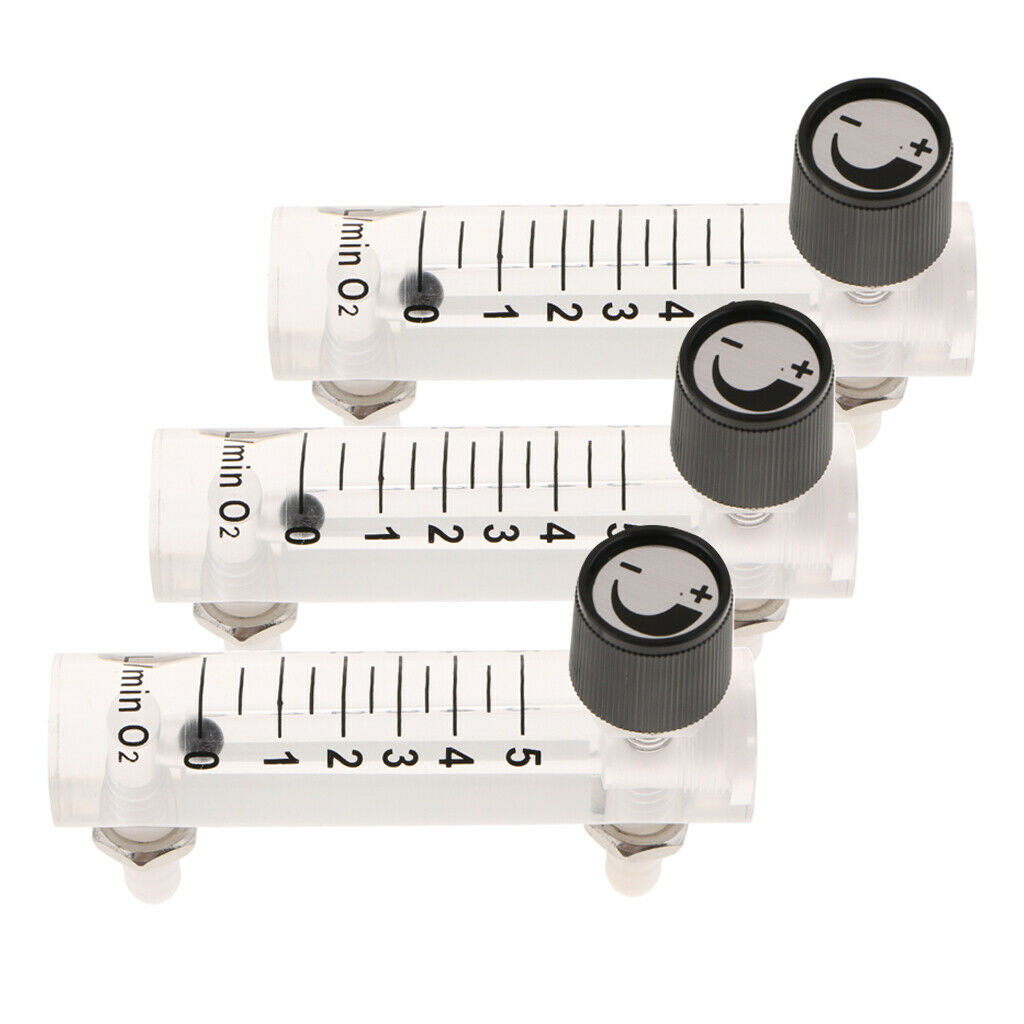 3Pcs Oxygen Ozone Air Flow Meter Flowmeter Tools Acrylic with Control Valve