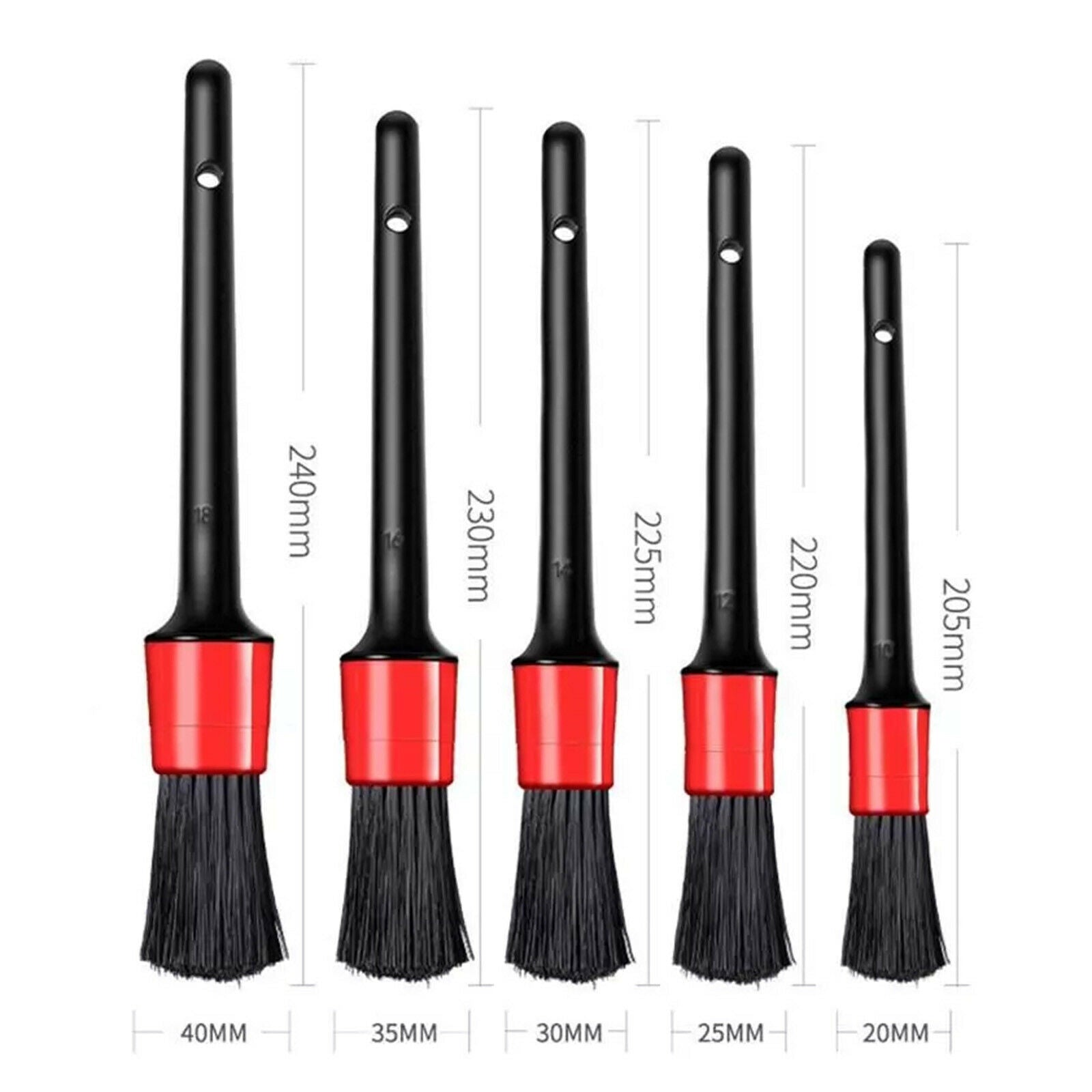 5pcs Car Detailing Brush Kit Plastic Vehicle Auto Interior for Wheel Clean Set