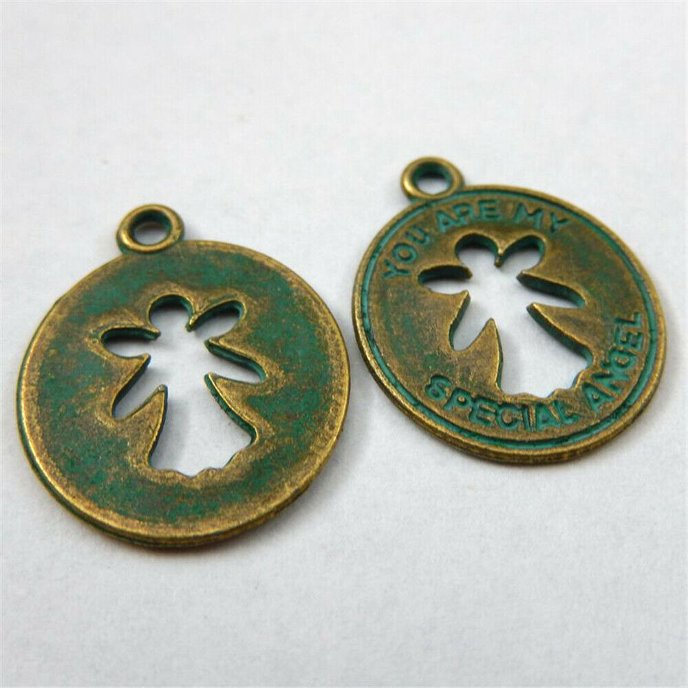 15pcs Retro Patina Coin Charm Bracelet Alloy Pendant Earring Jewelry DIY 22*18mm