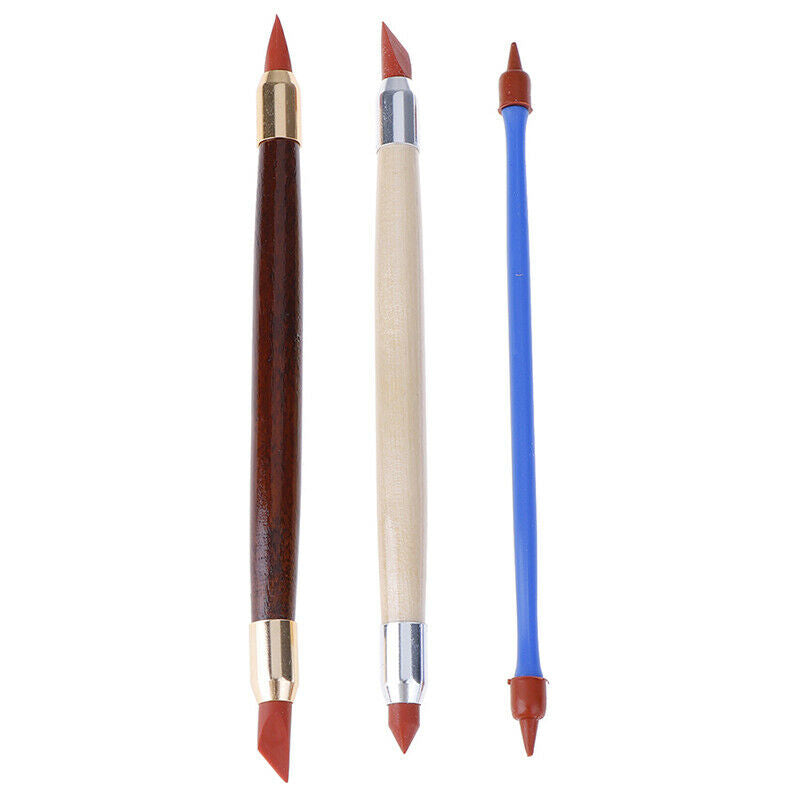 3Pcs Silicon Rubber Shaper Pen Double-head Pottery Clay Sculpture Shaping.l8