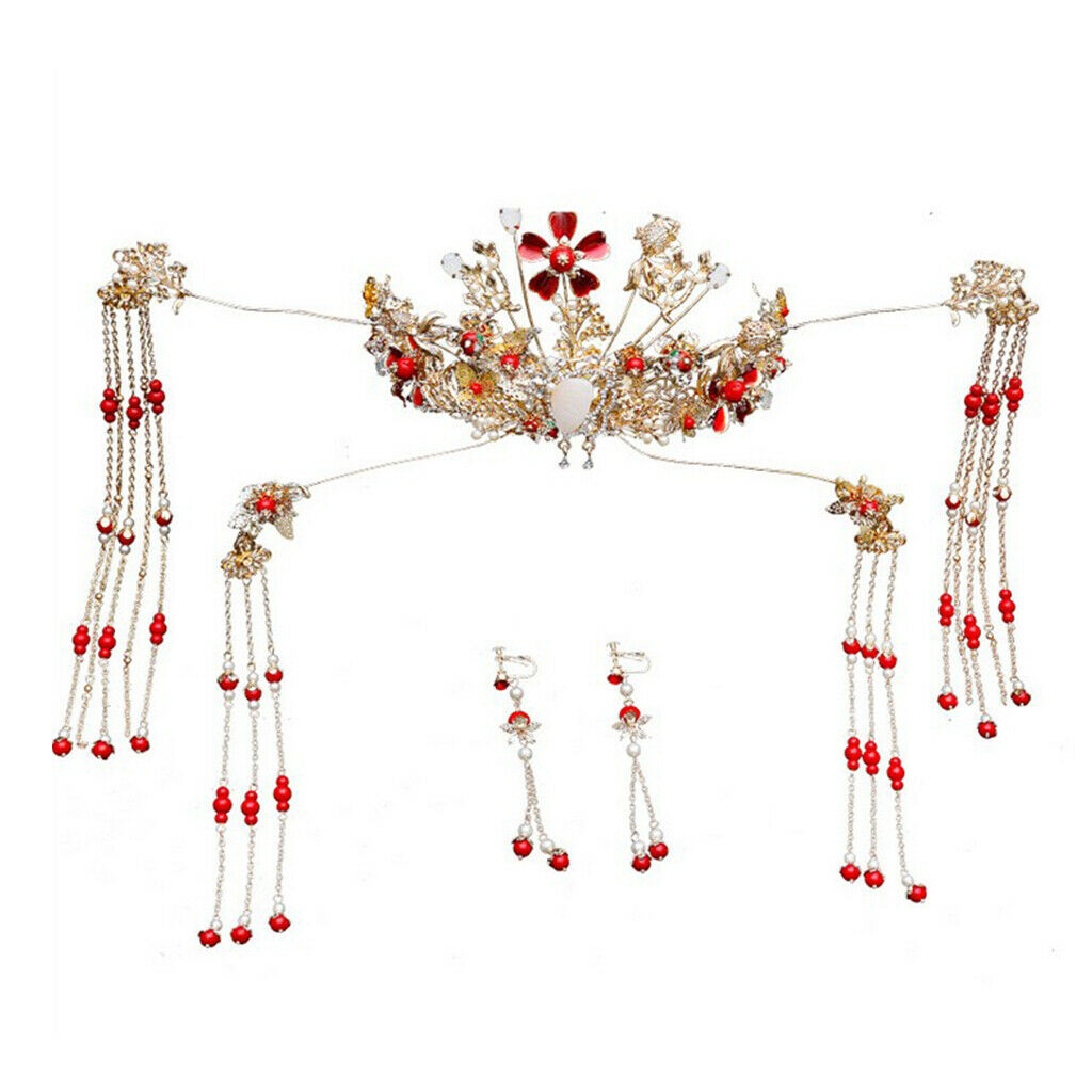 Handmade Chinese Style Wedding Bridal Hair Jewelry Hairpin Earring Set
