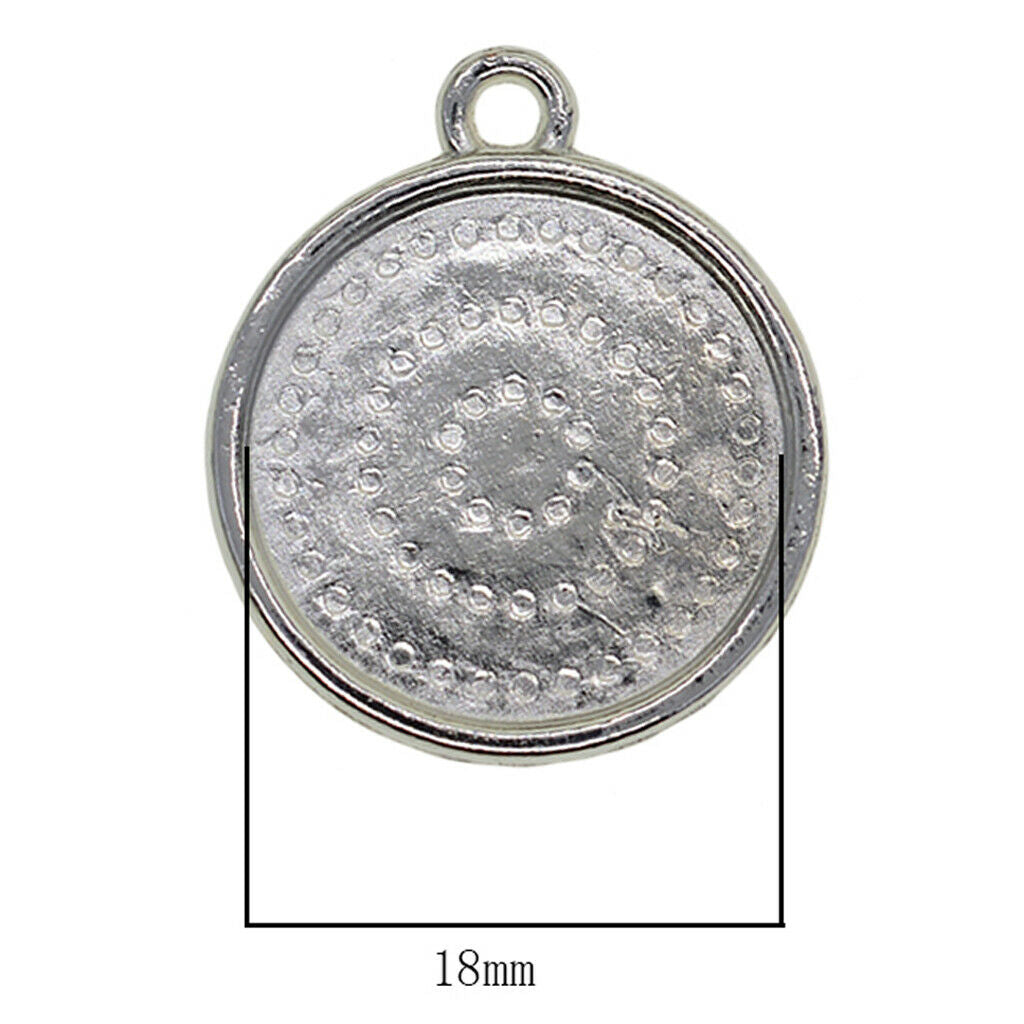 50x 18mm Round Pendant Blank Cabochon Base Setting Trays DIY