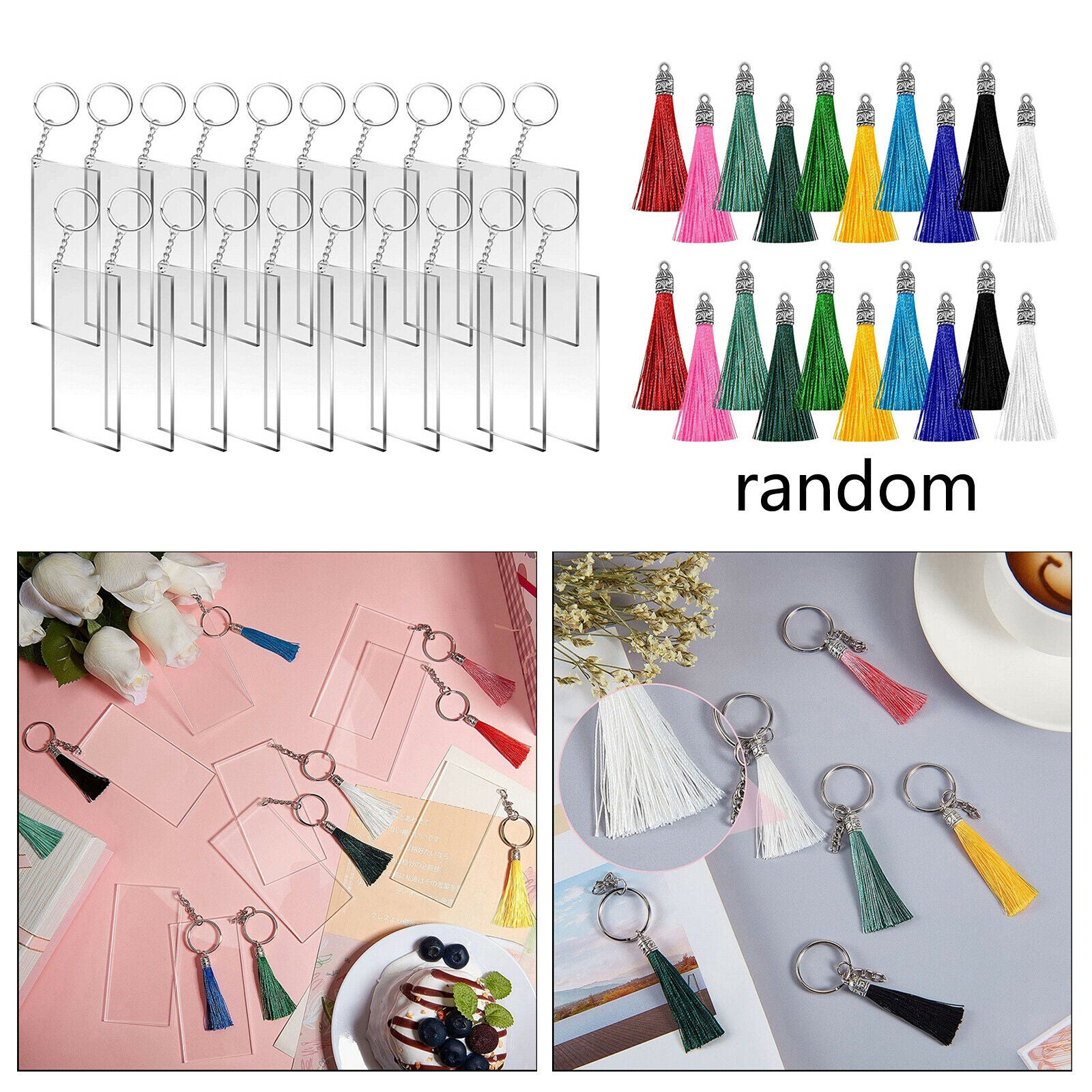 58mm Tassels Blanks Set Bulk w/ Rings for Vinyl DIY Jewelry Making Supplies
