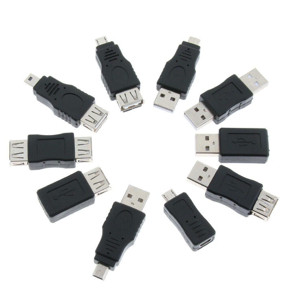 10 Pieces 5pin Mini Converter Portable USB Male to Female USB Converter