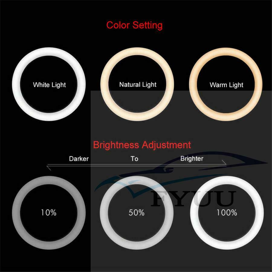 LED Ring Light Lamp Selfie Camera Phone Studio Tripod Stand Photo Video Dimmable