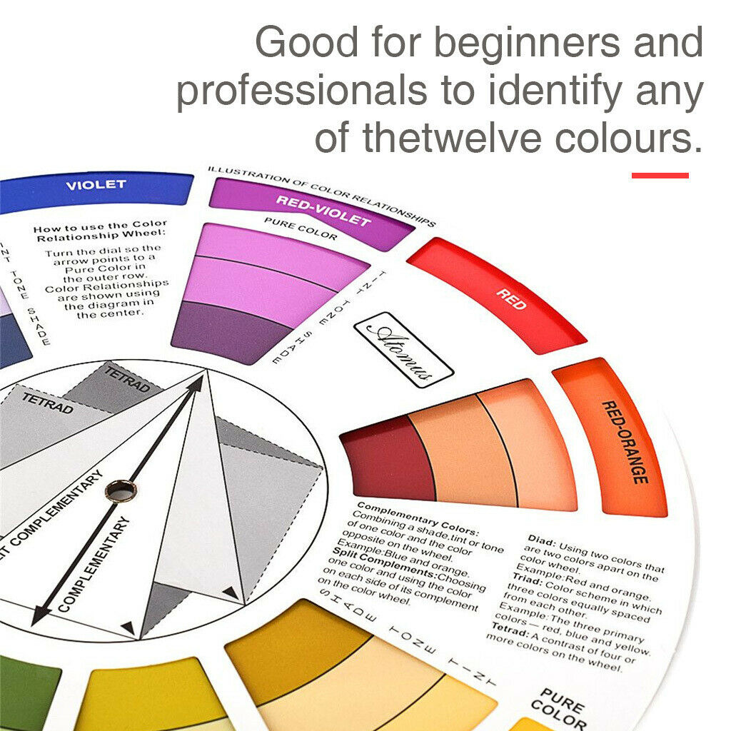 Color Mixing Guide Wheel for Paint Matching /Pigment Blending Palette Charts