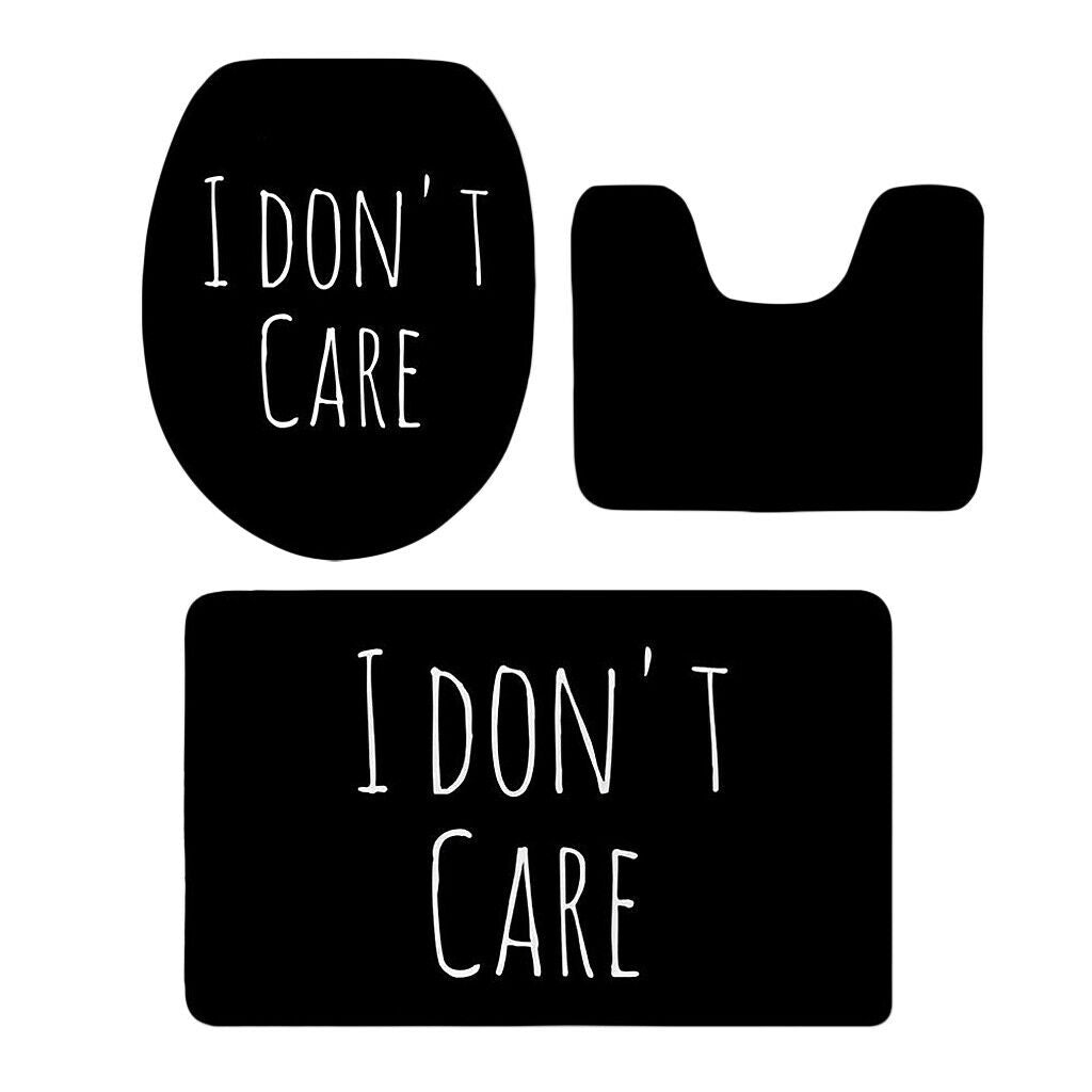 3pcs Bathroom Set Rug Mat Toilet Lid Cover Bathmats I DON'T CARE