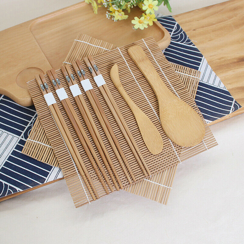 Bamboo Rolling Mats Sushi Maker Japanese DIY Rice Spreader 5Pairs Chopsti_AUBDA