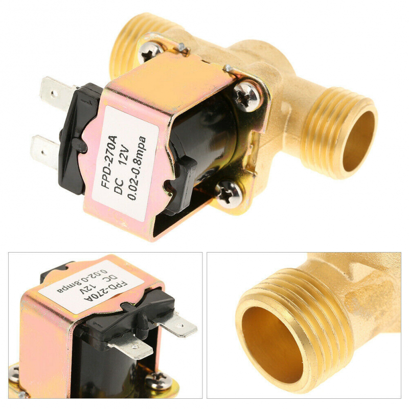 Normally Closed Water Valve Dc12V Full Copper External Thread Solenoid Valve
