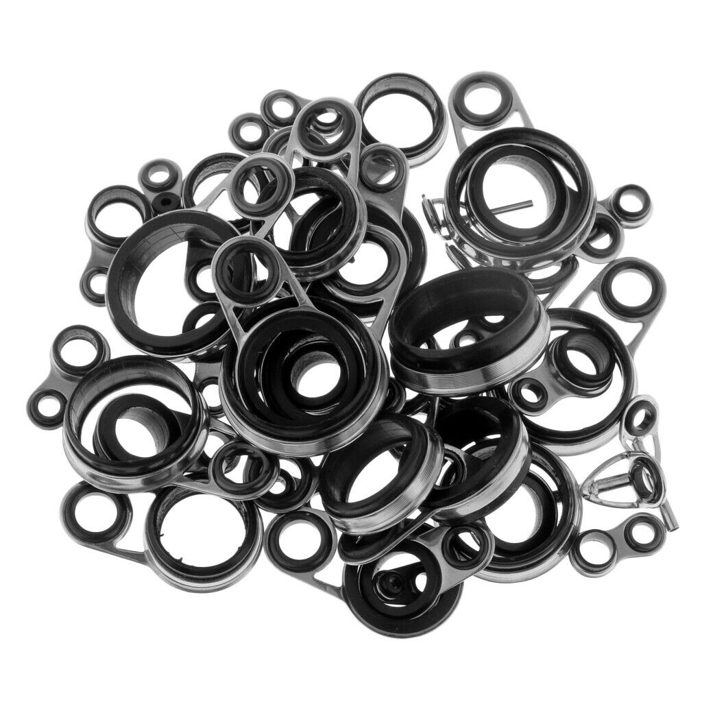 41pcs Fishing Rod Guides Eye Rings Rod Top Ring DIY Tip Repair Kit 1.0-18mm
