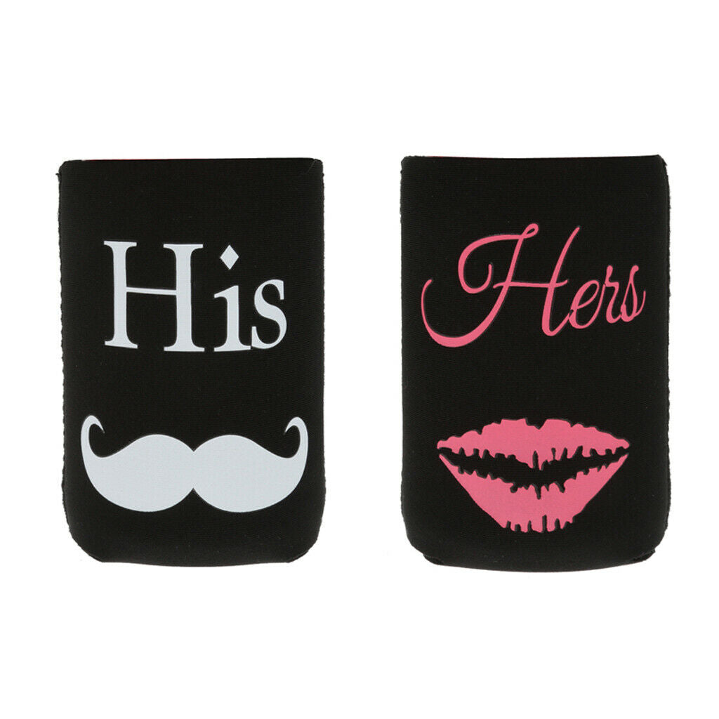 1 Set Beer Bottle Tin Can Cooler Sleeve His & Her Wedding Favor Can Holder