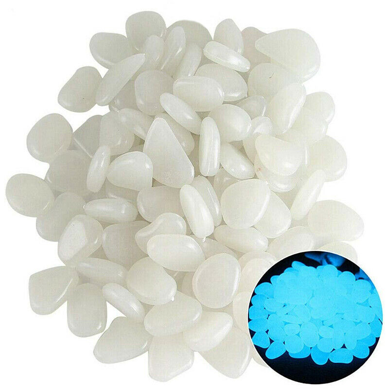 100x Artificial Glow in The Dark Pebbles Stones Garden Aquarium Fish Tank Decor