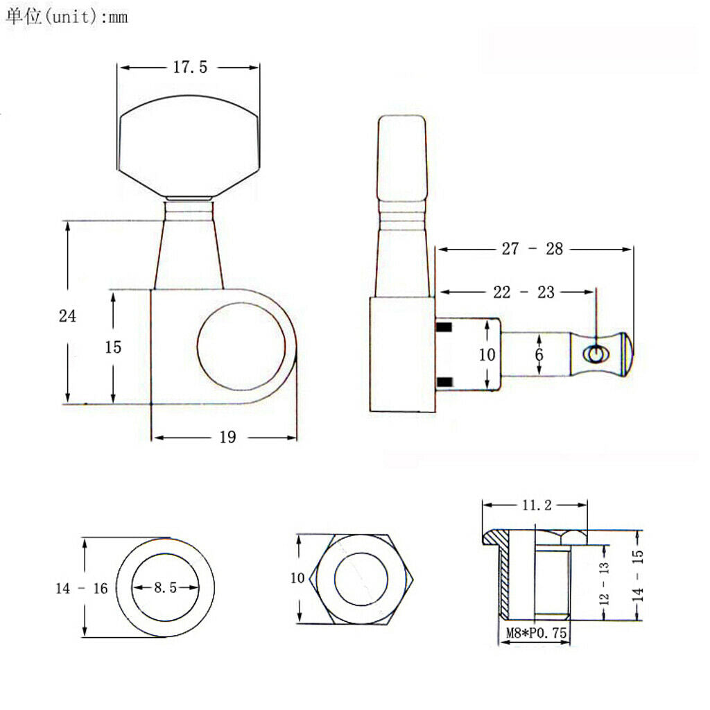 Guitar Sealed 6L Left String Button Keys Head for Electric Guitar Parts