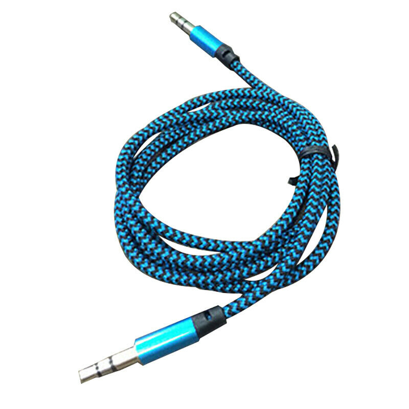 2PCS 3.5mm Male to Male Aux Cable Cord Car Braided Audio Headphone Jack Portable