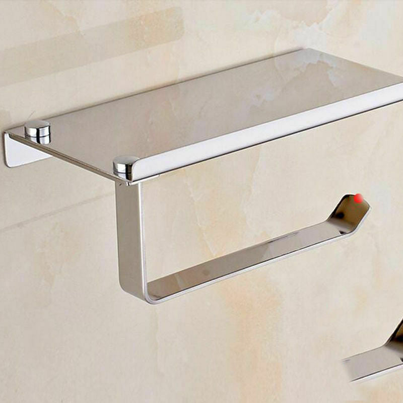 Bathroom Toilet Paper Holder Tissue Dispenser Towel Rack Polished Chrome
