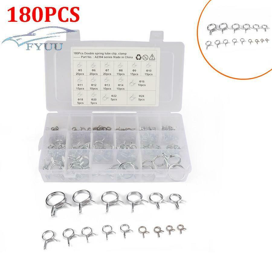 180X Double Wire Hose Tube Fuel Line Spring Clamps For Car Motorcycle RV Î¦5-Î¦24