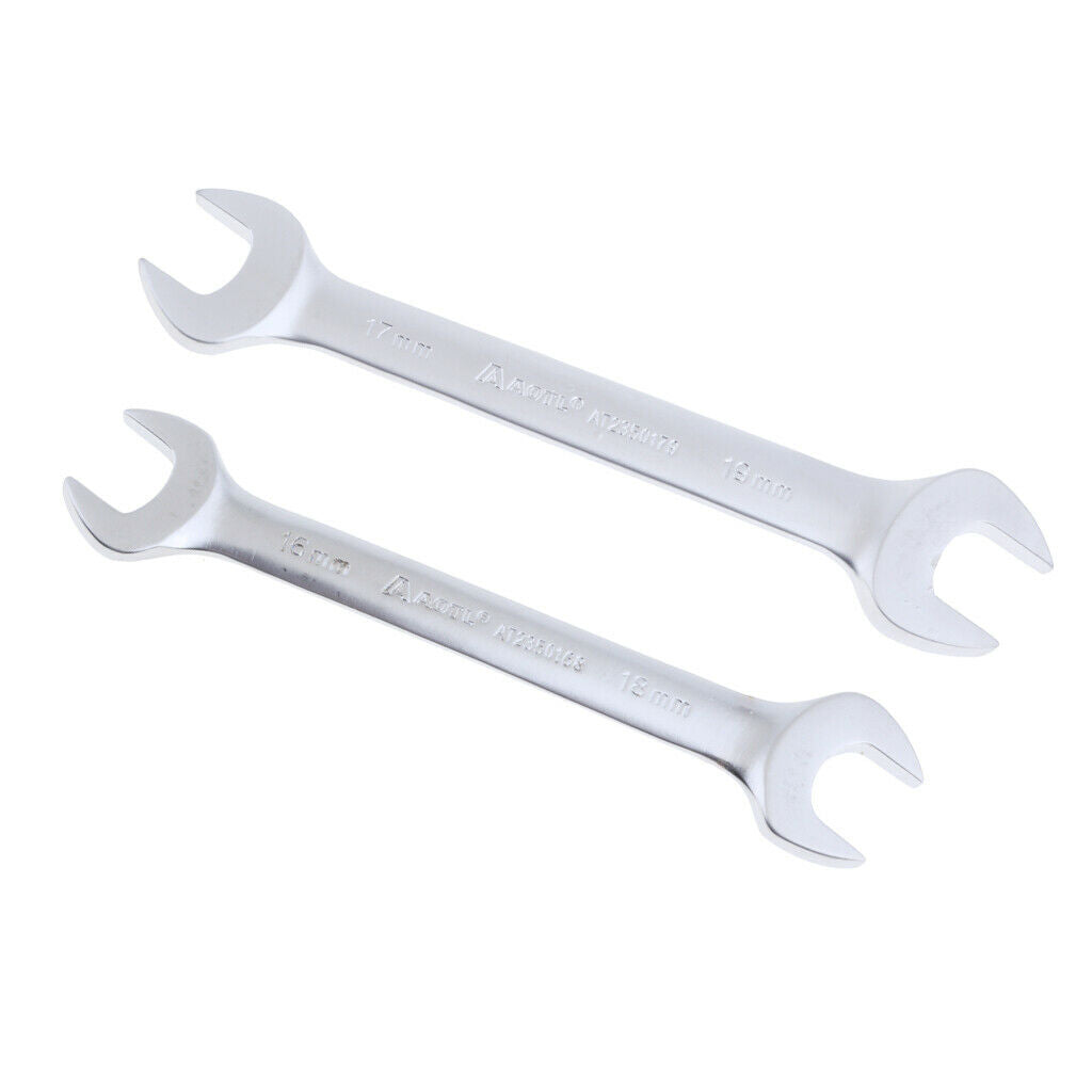2 Pieces Double Head Open End Wrench Metric 16mm x 18mm and 17mm x 19mm