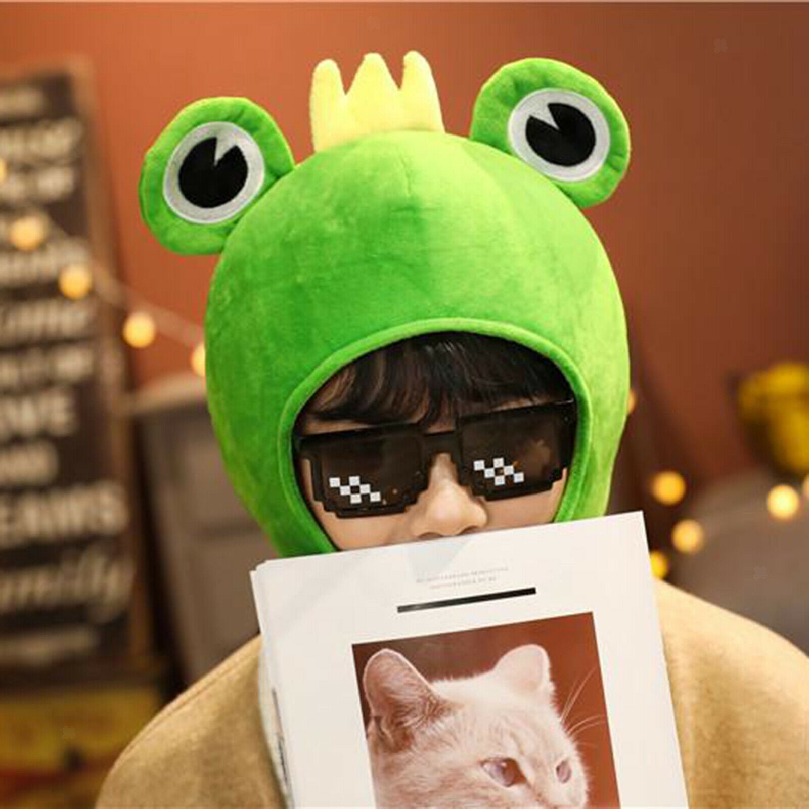 Plush Frog Bunny Hat Costume   Women Party Headwear Decor Winter Warm