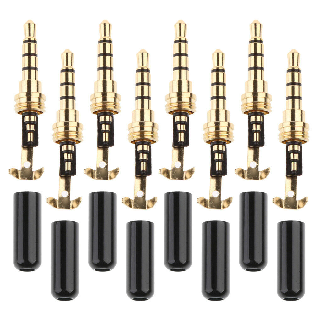 8x 4 Pole 3.5mm Replace Male Repair headphone   Plug Metal Audio Soldering