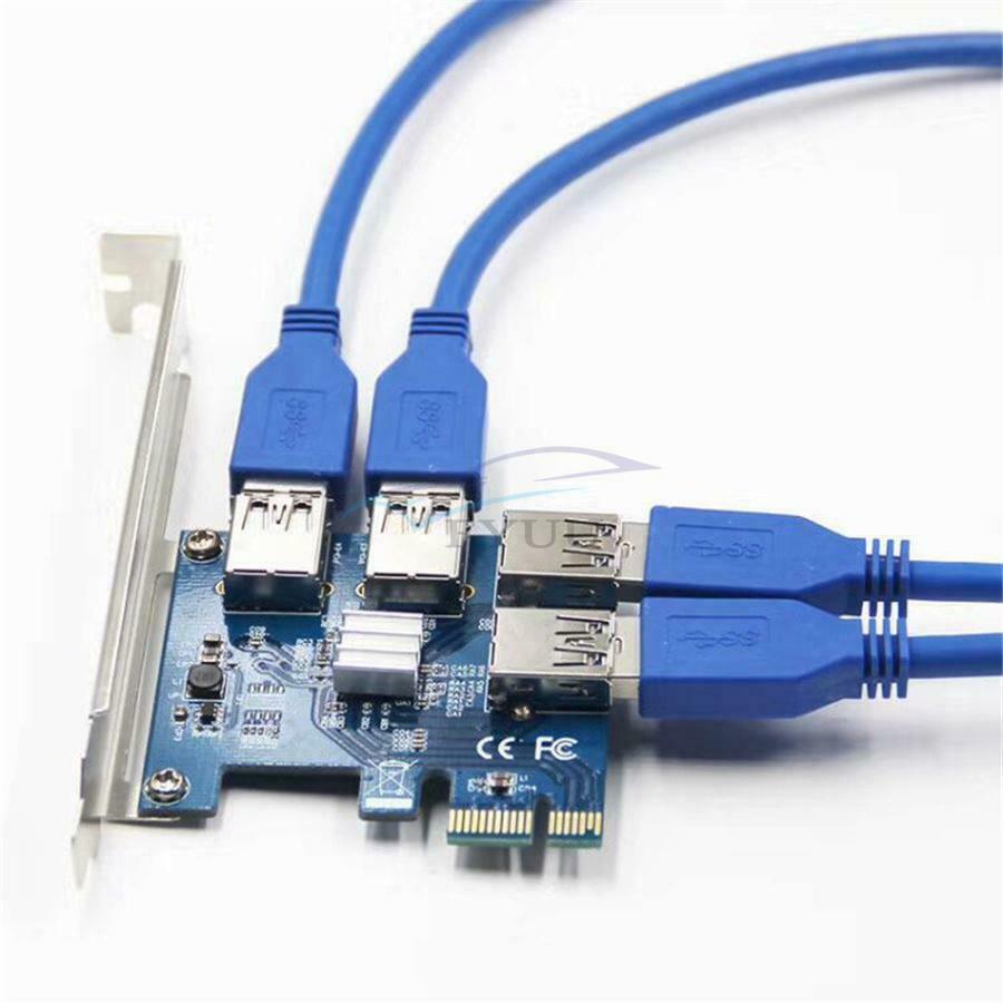 120×68×58MM Computers Add-On  PCI-E 1 To 4 Riser Card Support DOS/L INUX System