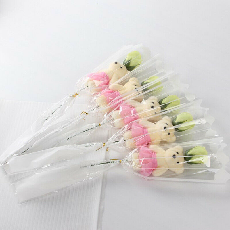 Valentines Day Gift Cute Rose Bear Rose Flower Bouquet Soap Artificial Fl.l8