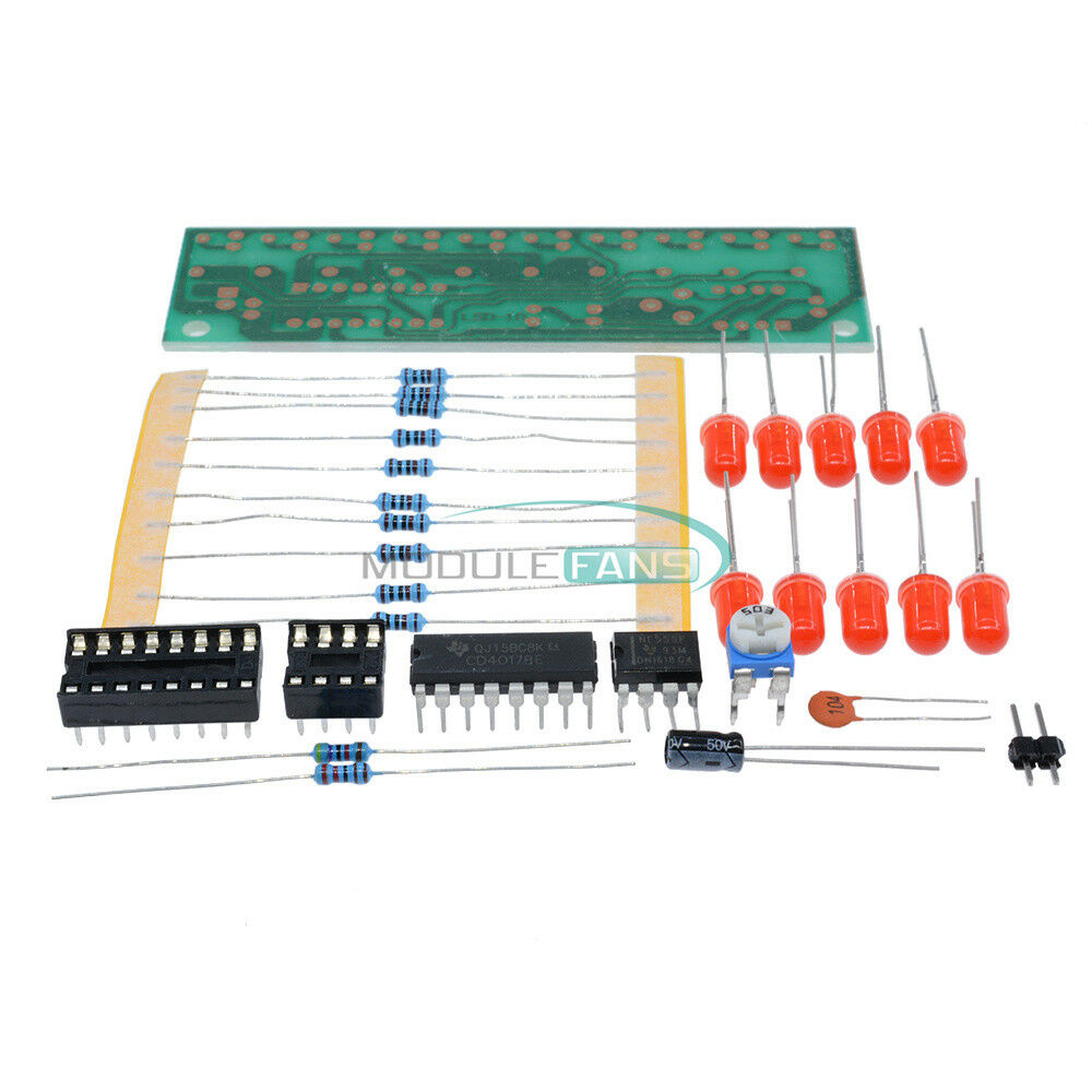 NE555+CD4017 Red LED Light Water DIY Kit Electronic Suite Lamp Module